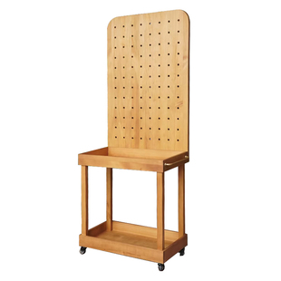 实木绿植花盆展示架靠墙落地置物架家用阳台种植洞洞板可移动推车