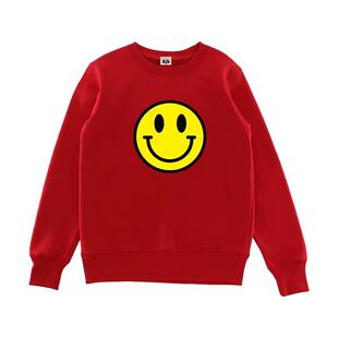 卫衣无帽圆领大码宽松炸街套装街头黄色笑脸卫衣新潮流慵懒风