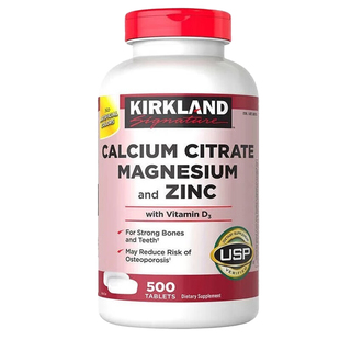美国Kirkland柯克兰柠檬酸钙镁锌+维生素D3补钙500粒成人原装进口