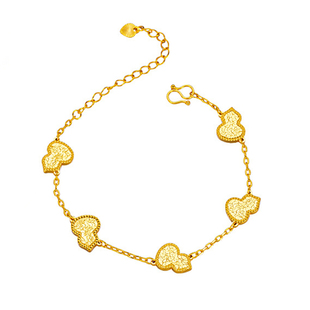 正品葫芦手链金包银999转运锦鲤实心碎碎冰手串金店同款24k送礼物