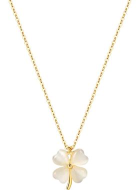 金色四叶草吊坠毛衣项链