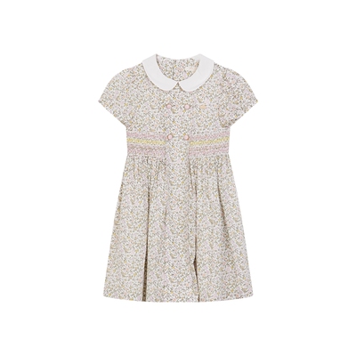 小熊童装花朵印花娃娃领连衣裙