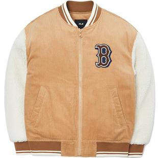 MLB官方男女经典仿羊羔绒灯芯绒拼接款棉服撞色百搭休闲冬季JPB03