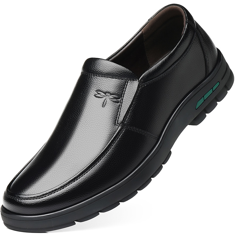 蜻蜓牌皮鞋男真皮秋季新款透气中年商务休闲软底防滑中老年爸爸鞋