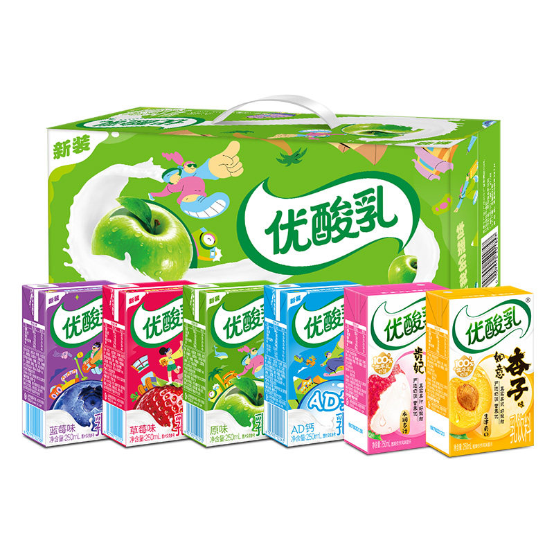 【6月新货】伊利优酸乳250ml*24盒原味草莓蓝莓学生早餐含乳饮料