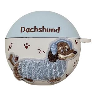 蓝色刺绣腊肠狗freeclip耳夹保护套适用于华为freebuds7i防掉盖保护壳苹果airpodspro3代baby蓝小狗6i软壳se4