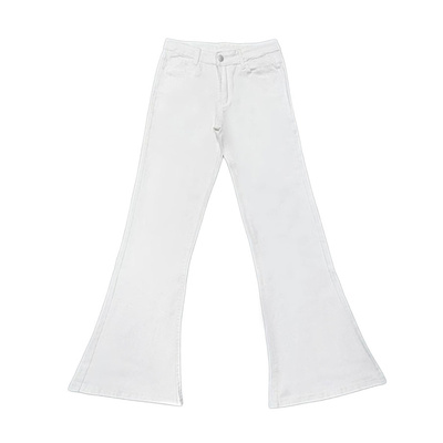 白色低腰不贴腿微喇牛仔裤女