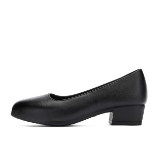 回力黑色皮鞋女通勤粗跟上班不累脚空姐工作鞋软底舒适职业高跟鞋