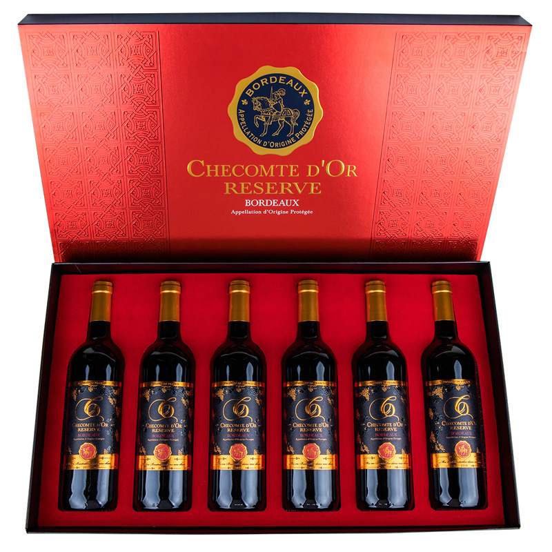 波尔多AOC法国原瓶原装进口红酒稀有14度金爵仕六支礼盒750mlx6