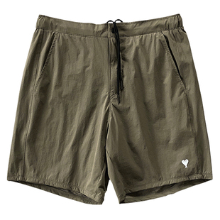 法系金属尼龙机能速干复古盐缩纹理高弹合身运动短裤男女情侣款