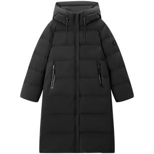 【商场同款】太平鸟御寒黑色中长款高充绒保暖羽绒服女A3ACF4402