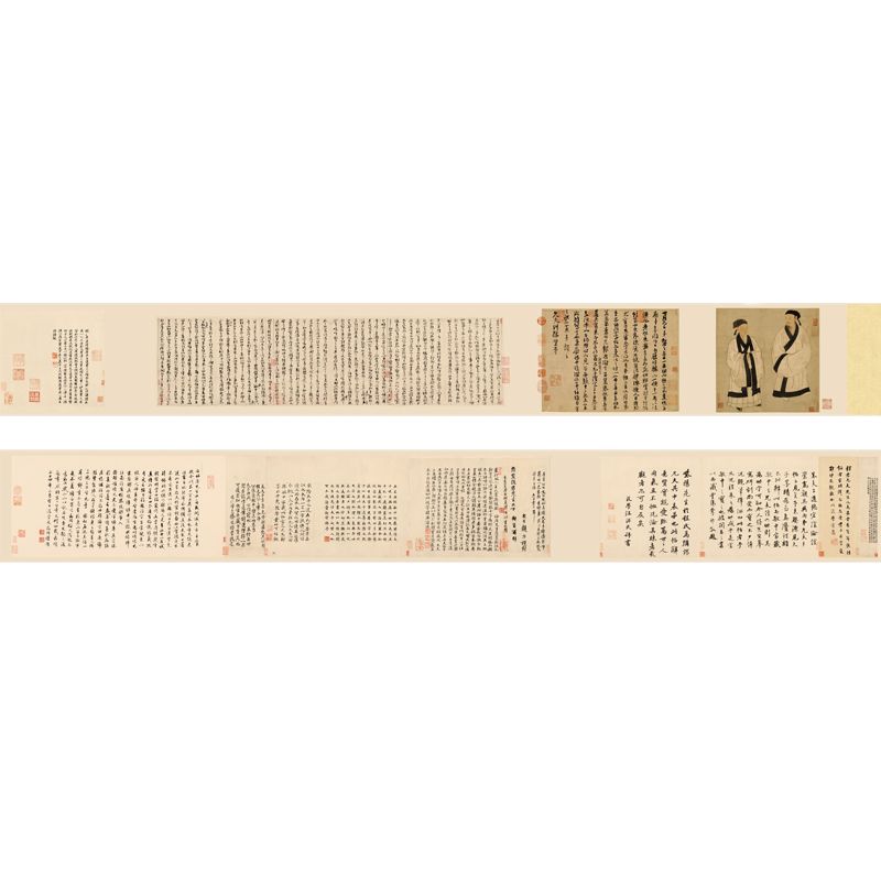 南宋朱熹 行书翰文稿 复古书法字画长卷微喷仿古复制临摹字帖手卷