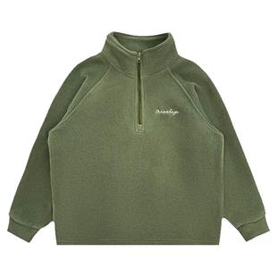 海妈家童装2025冬季新款男童摇粒绒韩版卫衣立领冬装衣服中大童潮