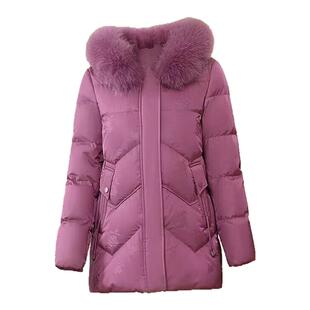 鸭鸭妈妈冬装大毛领羽绒服加厚保暖老太太2024新款奶奶冬季外套HN