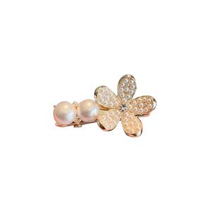 高级感珍珠发夹网红侧边前额边夹刘海夹发卡一字夹女碎发夹子头饰