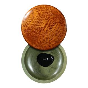 赋比兴 肇庆端砚台 4寸带盖砚台 肇庆绿端宋坑砚台 不干墨砚台 书法专用砚台 天然原石带盖墨海 可磨墨条砚台