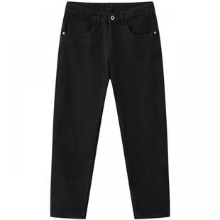 流石男装厚款时尚百搭牛仔裤2026新款冬季男士耐磨保暖长裤子黑色