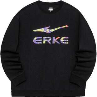 电池熊猫丨鸿星尔克运动卫衣冬季男士LOGO印花休闲套头衫圆领上衣