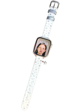 康康的原创细款韩系星星波点真皮适用于iwatch11se10苹果手表表带