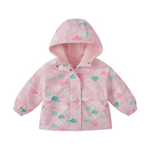 [三防抑菌远红外]男童户外冲锋衣宝宝秋冬加绒上衣女儿童外套冬装