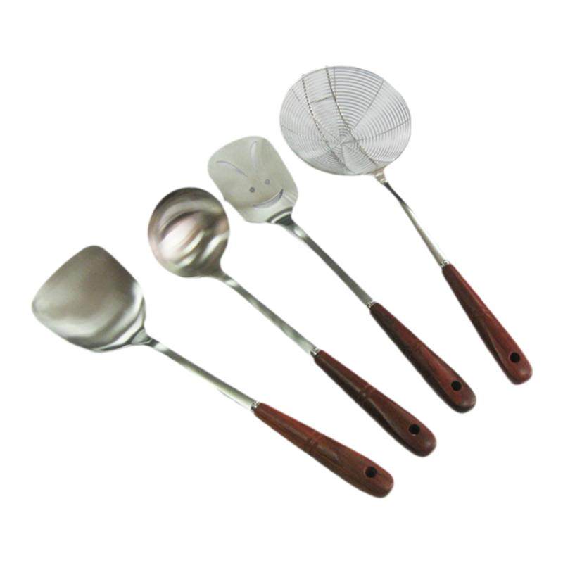 Solid Wood Handle S/S 304不锈钢实木柄加厚炒铲漏勺煎铲汤勺