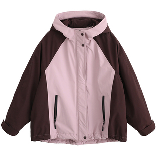 初中生棉服外套连帽宽松休闲青少年女大童2025新款冬季学院风棉衣