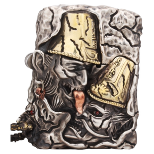 【战壕旗舰店】重盔甲黑白无常煤油打火机个性黄铜加厚火机送男友