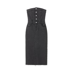 REVAN芮范设计师款复古摩登感抹胸连衣裙RM11102137