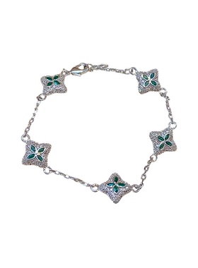 中古vintage锆石星芒花朵手链轻奢感手环时尚复古精致手饰女