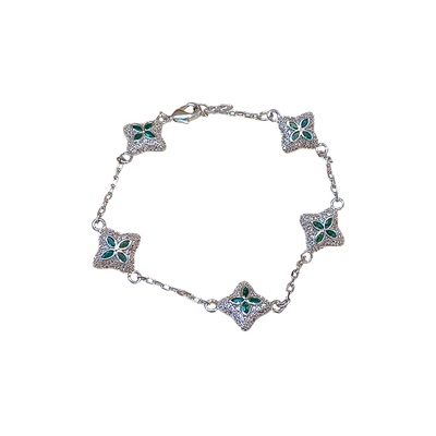 中古vintage锆石星芒花朵手链轻奢感手环时尚复古精致手饰女