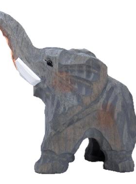 手工木雕大象实木摆件情侣创意寓意桌面车载工位办公装饰表白礼物