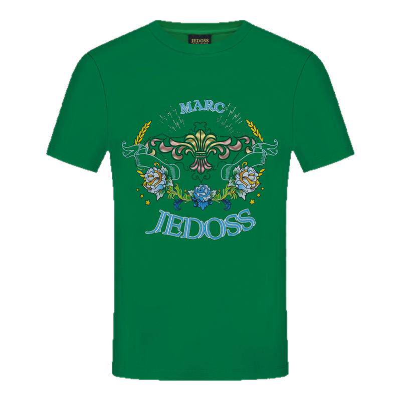 JEDOSS/爵迪斯男装春夏新款经典LOGO刺绣烫钻短袖T恤MG320BS
