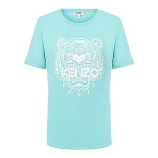自营KENZO 高田贤三女士短袖T恤绿色白虎头棉质T恤