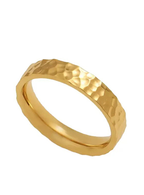 法式戒指女轻奢高级感超美超正红色简约医用钛钢镀金不掉色指环女