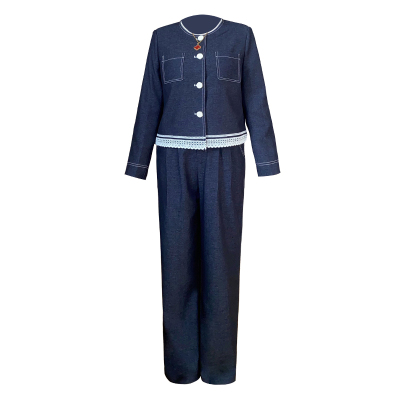 朵莹高端妈妈装洋气牛仔套装