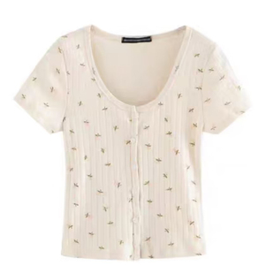 BM上衣短袖T恤女纯棉开衫2026新款女夏季小碎花少女纯欲风BM官网