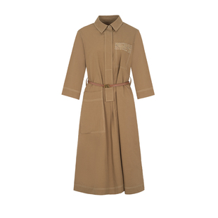 郁香菲衬衫连衣裙女气质通勤秋季时尚优雅中长裙宽松收腰A字裙