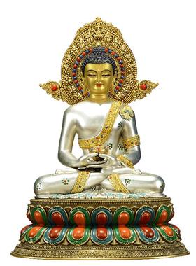 闯隆7寸彩绘阿弥陀佛铜像摆件