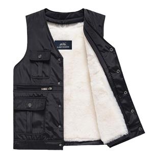 老爷车马甲男中老年羊羔皮毛一体冬马夹保暖背心爸爸棉坎肩休闲