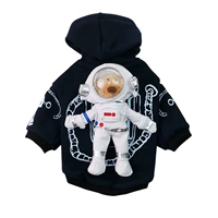 Космонавт, черная утепленная толстовка