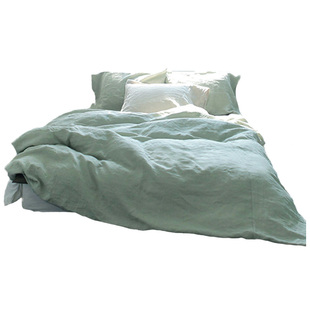 轻奢天然汉麻 全麻酵素水洗四件套床上用品素色纯麻 被套床单枕套