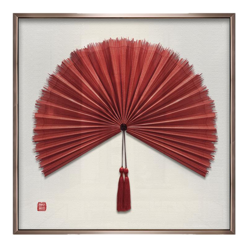 新中式入户玄关扇子装饰画