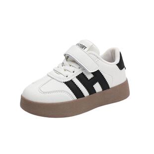 童鞋女童春秋款2025新款皮面儿童板鞋运动小白鞋中大童男童德训鞋