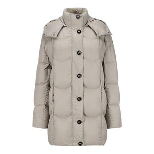 MSLAN碰碰羽绒 时尚廓形连帽保暖绗缝羽绒服立领防风白鸭绒外套