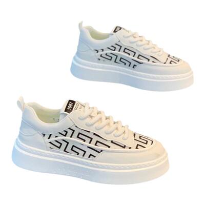 系带时尚潮流低帮厚底小白鞋