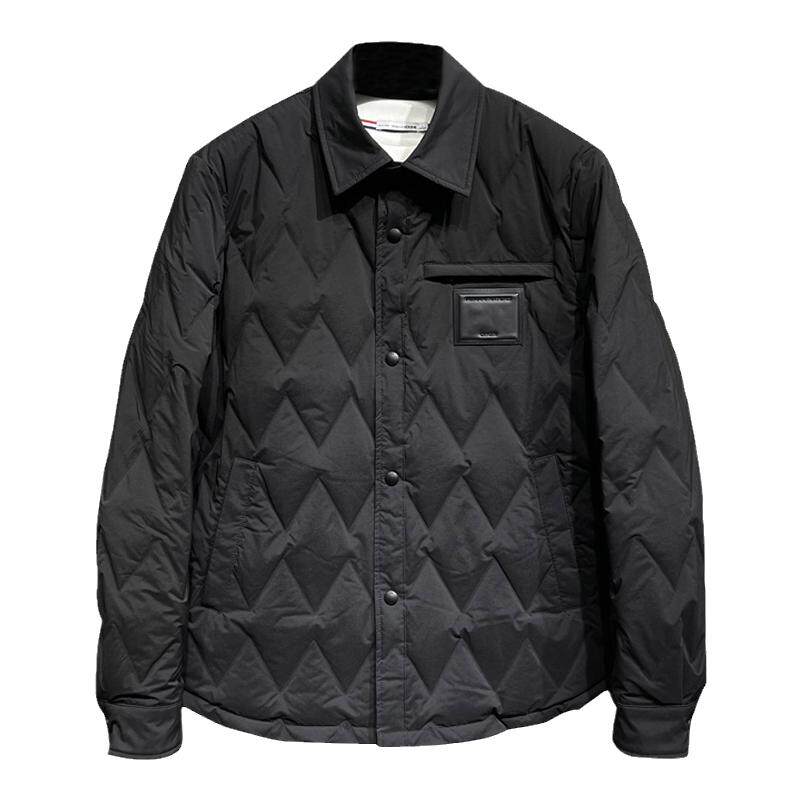G系列冬季新品衬衫式轻薄羽绒服男士翻领通勤翻领羽绒夹克外套黑