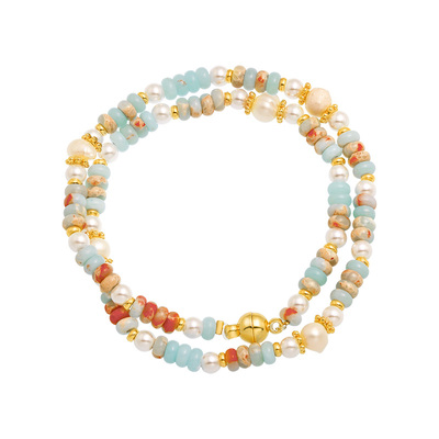 新中式寿山石串珠磁吸手链叠戴