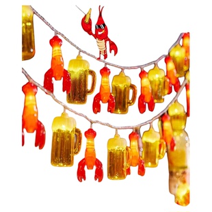 小龙虾酒瓶子装饰灯烧烤店氛围彩灯串户外夜市摆摊装饰场景布置灯
