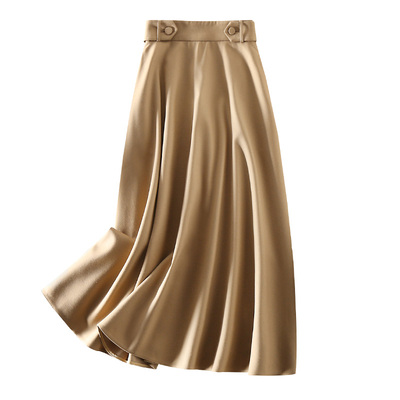 优雅气质进口羊毛中长款大摆半裙