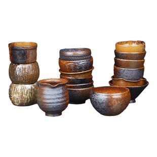 粗陶茶杯茶盏还原烧仿柴烧茶具手工禅意窑变茶碗日式品杯普洱茶杯